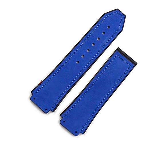 FUKKER CAREG Uhr Armband kompatibel mit mattem Leder-Deployant-Schließer-Gurt-Uhr-Zubehör-Uhrenband-Gürtel-Kette Durable(Blue,26WITH LOGO_BLACK CLASP) von FUKKER