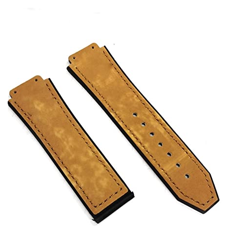 FUKKER CAREG Uhr Armband kompatibel mit mattem Leder-Deployant-Schließer-Gurt-Uhr-Zubehör-Uhrenband-Gürtel-Kette Durable(Light Coffee,26WITH LOGO_ROSE CLASP) von FUKKER