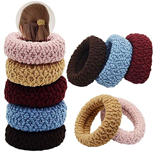 10 Stück Dickes Baumwolle Haargummi, FUKPO Nahtlose Haarbänder Haargummis Elastische für Damen Mädchen Dehnbares Pferdeschwanz Halter, Zopfgummis Keine Knicke Rutschfeste Haar Gummibänder(Mischfarbe) von FUKPO