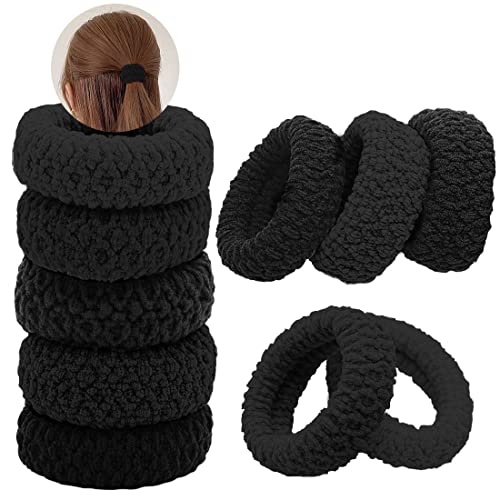 10 Stück Dickes Baumwolle Haargummi, FUKPO Nahtlose Haarbänder Haargummis Elastische für Damen Mädchen Dehnbares Pferdeschwanz Halter, Zopfgummis Keine Knicke Rutschfeste Haar Gummibänder(Schwarz) von FUKPO