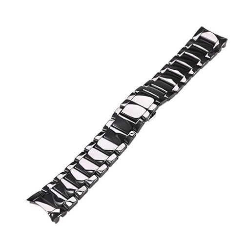 FUKUZL 22mm 24mm schwarzes, glattes, mattiertes Keramikarmband für Armani-Uhr Ar1451ar1452ar1475ar1474 Uhrenarmband (Color : Black smooth, Size : 24mm) von FUKUZL