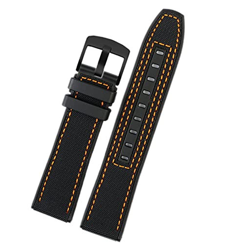 FUKUZL 22mm Leinwand Gummi -Uhrengurt Männer Armband für Tissot Series Soft Watchbänder (Color : Black Orange black, Size : 22mm) von FUKUZL