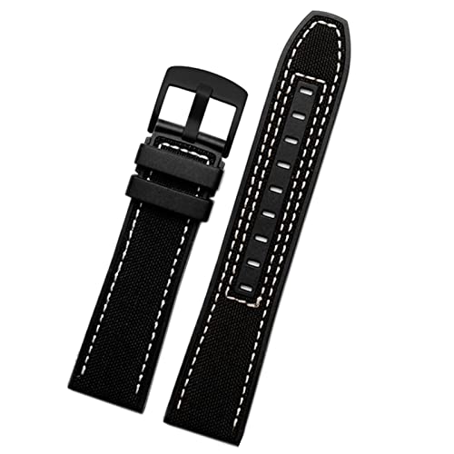FUKUZL 22mm Leinwand Gummi -Uhrengurt Männer Armband für Tissot Series Soft Watchbänder (Color : Black black, Size : 22mm) von FUKUZL