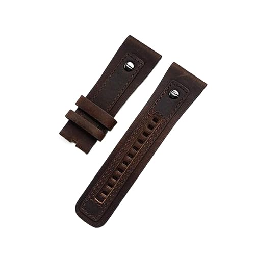 FUKUZL 28 mm klassisches Echtleder-Armband mit Niete für Seven Friday Uhrenarmband, schwarz-braunes Handgelenk-Armband, Dornschließe (Color : Red Black, Size : 28mm) von FUKUZL