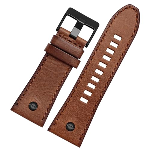 FUKUZL Armband 28mm Echtes Lederarmband Uhrenarmband Armbanduhren Band für DZ7193 DZ7214 DZ7311 DZ7312 DZ7313 Uhrenarmband (Color : Brown black, Size : 26mm) von FUKUZL