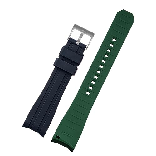 FUKUZL Doppelte Farbe für Rolex Citizen Seiko Silicon -Gurt Männer Uhr Accessoires Arc Mundbandband Armband Uhrengürtel 20mm 22mm Uhrenbandbänder (Color : Black Green silver, Size : 22mm) von FUKUZL