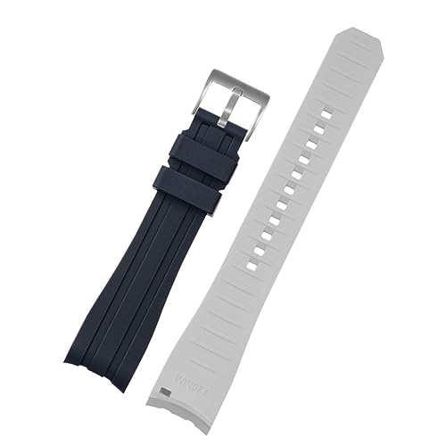 FUKUZL Doppelte Farbe für Rolex Citizen Seiko Silicon -Gurt Männer Uhr Accessoires Arc Mundbandband Armband Uhrengürtel 20mm 22mm Uhrenbandbänder (Color : Black White silver, Size : 22mm) von FUKUZL