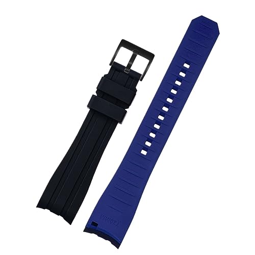 FUKUZL Doppelte Farbe für Rolex Citizen Seiko Silicon -Gurt Männer Uhr Accessoires Arc Mundbandband Armband Uhrengürtel 20mm 22mm Uhrenbandbänder (Color : Black blue black, Size : 20mm) von FUKUZL