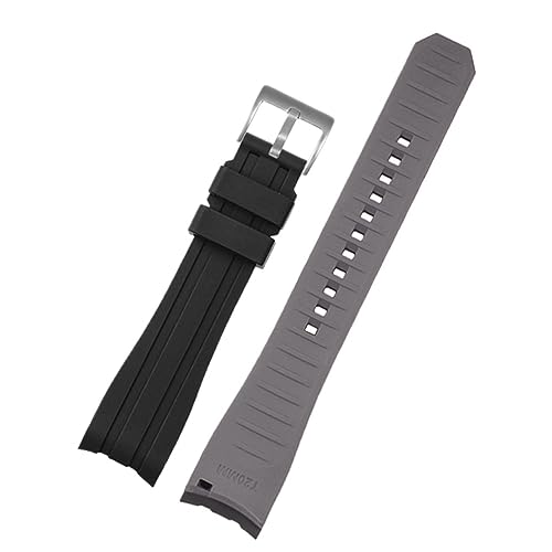 FUKUZL Doppelte Farbe für Rolex Citizen Seiko Silicon -Gurt Männer Uhr Accessoires Arc Mundbandband Armband Uhrengürtel 20mm 22mm Uhrenbandbänder (Color : Black gray silver, Size : 20mm) von FUKUZL