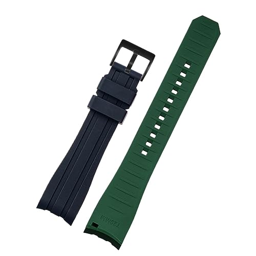 FUKUZL Doppelte Farbe für Rolex Citizen Seiko Silicon -Gurt Männer Uhr Accessoires Arc Mundbandband Armband Uhrengürtel 20mm 22mm Uhrenbandbänder (Color : Black green-black, Size : 22mm) von FUKUZL