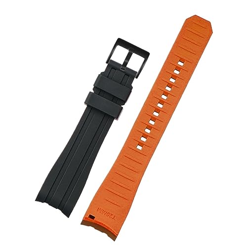 FUKUZL Doppelte Farbe für Rolex Citizen Seiko Silicon -Gurt Männer Uhr Accessoires Arc Mundbandband Armband Uhrengürtel 20mm 22mm Uhrenbandbänder (Color : Black orange black, Size : 20mm) von FUKUZL