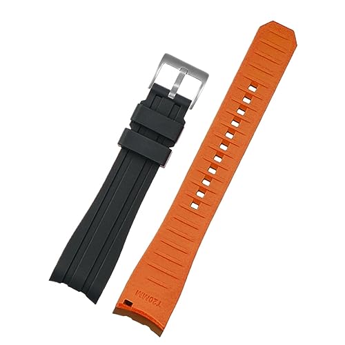 FUKUZL Doppelte Farbe für Rolex Citizen Seiko Silicon -Gurt Männer Uhr Accessoires Arc Mundbandband Armband Uhrengürtel 20mm 22mm Uhrenbandbänder (Color : Black orange silver, Size : 22mm) von FUKUZL