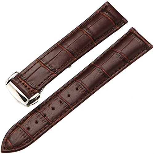 FUKUZL Echter Leder -Uhrengurt für Omega Watch Seamaster Armband 19mm 20 mm 22 mm ein BRAUBS BRAUT BROAD WATCHBAND -Armband(Color:Brown silver,Size:18mm) von FUKUZL