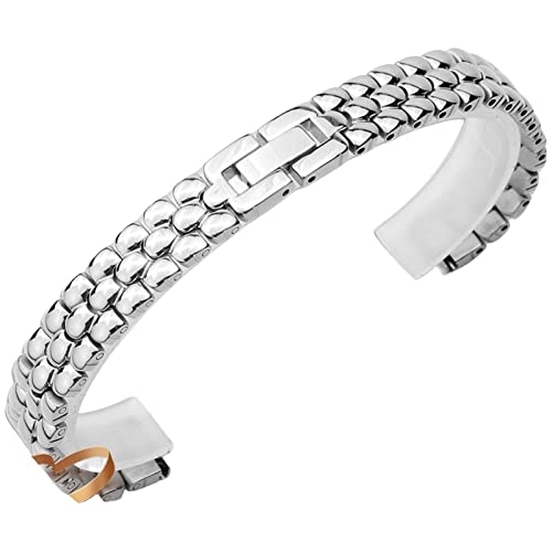 FUKUZL Edelstahl Uhren -Wachband Silber Roségold Armband Ersatzriemen 6 8 10 12 14 mm kleiner Wählscheibe Fashion Watch Kette (Color : A silver, Size : 10mm) von FUKUZL