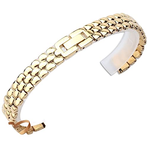 FUKUZL Edelstahl Uhren -Wachband Silber Roségold Armband Ersatzriemen 6 8 10 12 14 mm kleiner Wählscheibe Fashion Watch Kette (Color : Golden, Size : 10mm) von FUKUZL