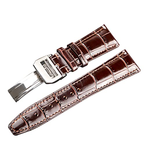 FUKUZL Für Iwc Portugues Pilot echtes Leder Uhren Armband Accessoire 22mm Krokodil Getreide Watchbänder (Color : Brown, Size : 22mm) von FUKUZL