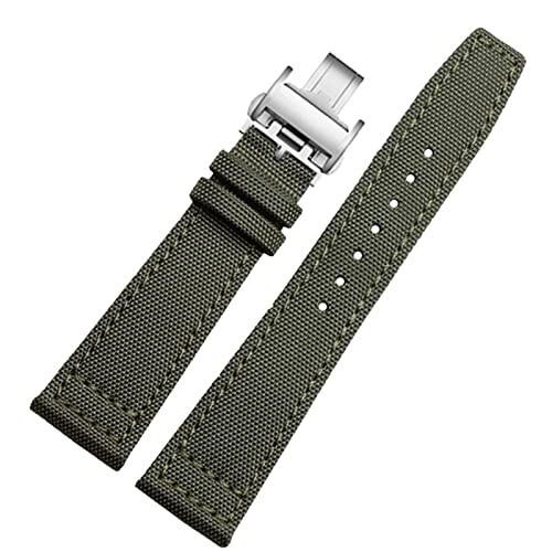 FUKUZL Für Longines Pioneer Sports Series Watchband L3.810/L3.820 Sport Canvas -Gurt 20mm 21 mm 22 mm für Männer Lederbodenzubehör(Color:Army Green folding,Size:21mm) von FUKUZL