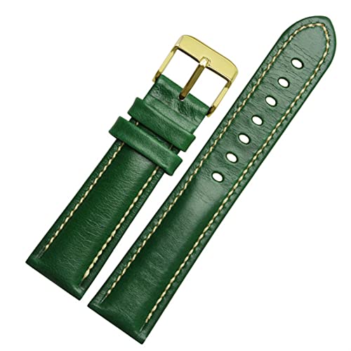 FUKUZL Für klassische Allzweck -Weave -Weave -Band -Modemarkenband 18mm 20mm 21mm 22 mm echtes Leahther Armband (Color : Green-gold, Size : 20mm) von FUKUZL