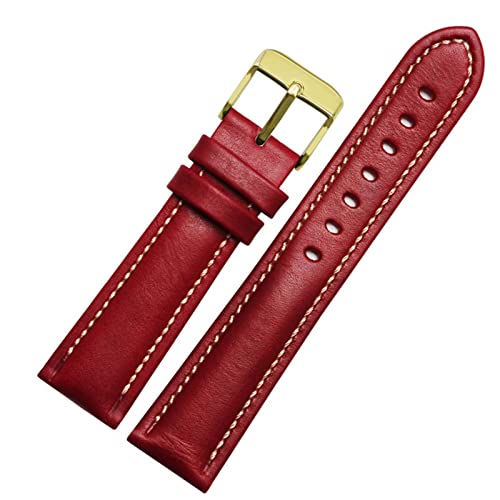 FUKUZL Für klassische Allzweck -Weave -Weave -Band -Modemarkenband 18mm 20mm 21mm 22 mm echtes Leahther Armband (Color : Red-gold, Size : 18mm) von FUKUZL