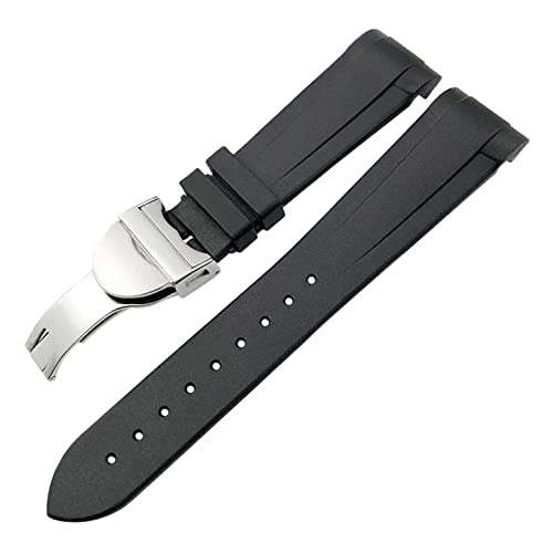 FUKUZL Naturkautschuk-Uhrenarmband 20 mm 22 mm speziell für Tudor Black Bay 1958 39 mm 41 mm GMT Pelagos Pin/Faltschließe Kautschukarmband (Color : Black Folding, Size : 20mm) von FUKUZL