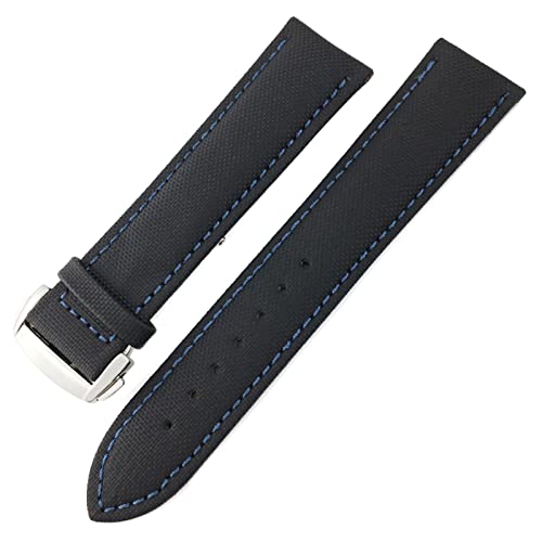 FUKUZL Nylon Canvas Watchband 19mm 20 mm 21 mm 22 mm für Tissot Watch Armband (Color : Black blue, Size : 20MM) von FUKUZL