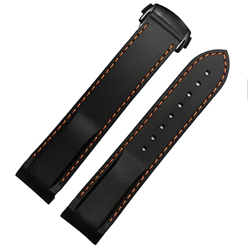 FUKUZL Wasserdichtes Silikon-Uhrenarmband für Omega Comas Strap Meidus Ruder Rubber Watch Strap 22mm (Color : Black Orange-black, Size : 21mm) von FUKUZL