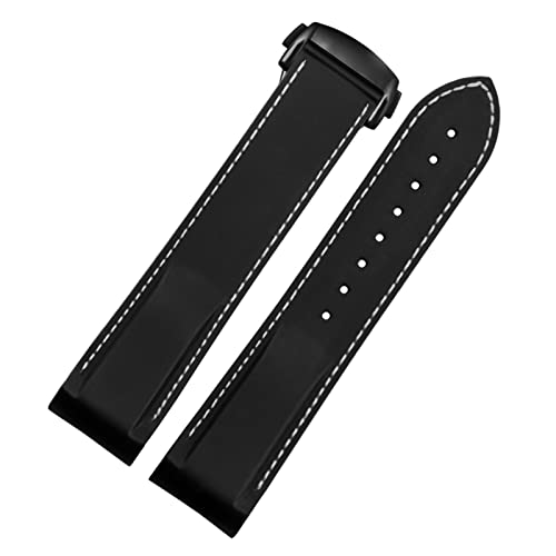 FUKUZL Wasserdichtes Silikon-Uhrenarmband für Omega Comas Strap Meidus Ruder Rubber Watch Strap 22mm (Color : Black White-black, Size : 21mm) von FUKUZL