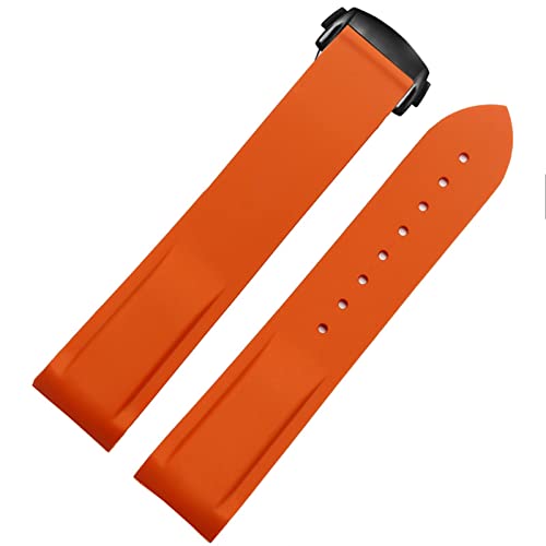 FUKUZL Wasserdichtes Silikon-Uhrenarmband für Omega Comas Strap Meidus Ruder Rubber Watch Strap 22mm (Color : Orange-black, Size : 20mm) von FUKUZL