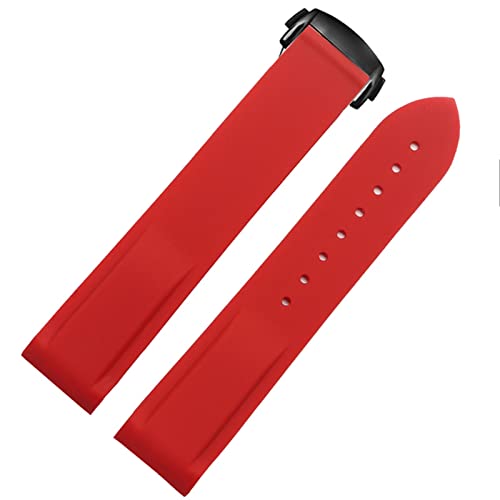 FUKUZL Wasserdichtes Silikon-Uhrenarmband für Omega Comas Strap Meidus Ruder Rubber Watch Strap 22mm (Color : Red-black, Size : 21mm) von FUKUZL