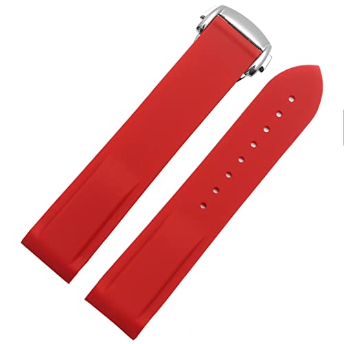 FUKUZL Wasserdichtes Silikon-Uhrenarmband für Omega Comas Strap Meidus Ruder Rubber Watch Strap 22mm (Color : Red-silver, Size : 20mm) von FUKUZL