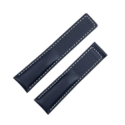 FUKUZL Zum SCHILD Zum Heuer Gurt Monaco Carrera Handgelenkband Frosted Kalbslederqualität Leder -Uhrband -Armband 22mm Uhrenband(Color:Blue White Line) von FUKUZL