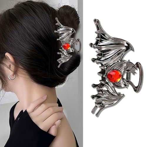 FULANSI Fledermaus-Haarklammern, schwarz, Metall, Halloween-Haarschmuck für Damen, große Fledermaus-Rubin-Strasssteine, Klauen-Clips für dickes/dünnes Haar, starker Halt, Haarklammern, Cosplay, FULANSI Fledermaus-Haarklammern, schwarz, Metall, Halloween-Haarschmuck für Damen, große Fledermaus-Rubin-Strasssteine, Klauen-Clips für dickes/dünnes Haar, starker Halt, Haarklammern, Cosplay, von FULANSI