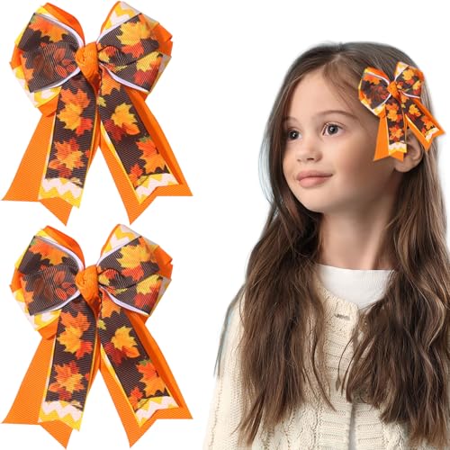 FULANSI Haarspangen mit Herbstschleife, Ahornblatt, orangefarbene Schleifen, Haarschmuck, Blattwellen, langer Schwanz, Haarnadeln, Schleife, Krokodilklemmen für Damen und Mädchen, FULANSI Haarspangen mit Herbstschleife, Ahornblatt, orangefarbene Schleifen, Haarschmuck, Blattwellen, langer Schwanz, Haarnadeln, Schleife, Krokodilklemmen für Damen und Mädchen, von FULANSI