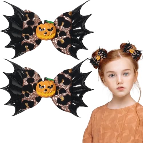 FULANSI Halloween-Haarspangen, schwarz, Fledermausflügel, 3D-Kürbis-Schleifen, Haarschmuck für Damen und Mädchen, Glitzer-Leopardenmuster, Krokodilklemmen für Halloween, Party, Cosplay, Dekoration, 2 FULANSI Halloween-Haarspangen, schwarz, Fledermausflügel, 3D-Kürbis-Schleifen, Haarschmuck für Damen und Mädchen, Glitzer-Leopardenmuster, Krokodilklemmen für Halloween, Party, Cosplay, Dekoration, 2 von FULANSI