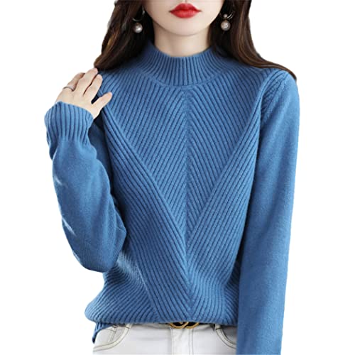 FULBHPRINT Herbst Winter Kaschmir Pullover Damen Warm Halb Hoher Kragen Pullover Strickpullover Langarm Lose Tops von FULBHPRINT