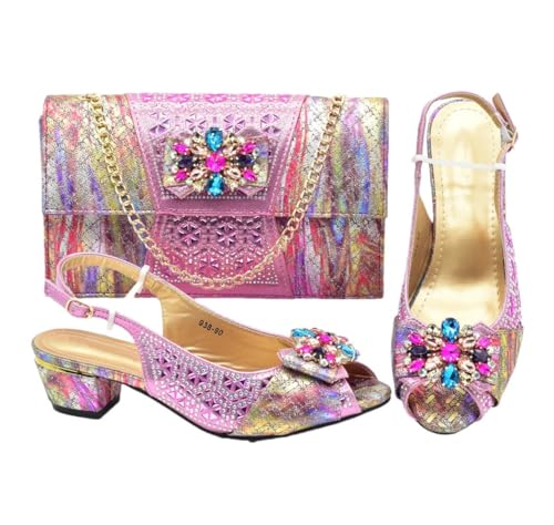 FULBHPRINT Italienische Luxus Strass Heels Tasche Set Damen Abend Pumps Schuhe mit passender Kristall Clutch, Pnnrk, 41.5 EU FULBHPRINT Italienische Luxus Strass Heels Tasche Set Damen Abend Pumps Schuhe mit passender Kristall Clutch, Pnnrk, 41.5 EU von FULBHPRINT