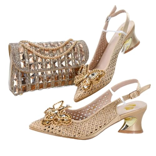 FULBHPRINT Italienische Stlye Hochzeitsschuhe für Damen, Tasche, Set, Winter, niedriger Absatz, Pumps mit passender Clutch für Brautparty, K0001, 42.5 EU FULBHPRINT Italienische Stlye Hochzeitsschuhe für Damen, Tasche, Set, Winter, niedriger Absatz, Pumps mit passender Clutch für Brautparty, K0001, 42.5 EU von FULBHPRINT