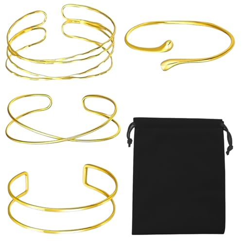 FULHANY 4 StüCke Armreif - Armband Damen Gold Goldene Armreifen Minimalistisches Einstellbare Armspange Coil Set Schmuck FULHANY 4 StüCke Armreif - Armband Damen Gold Goldene Armreifen Minimalistisches Einstellbare Armspange Coil Set Schmuck von FULHANY
