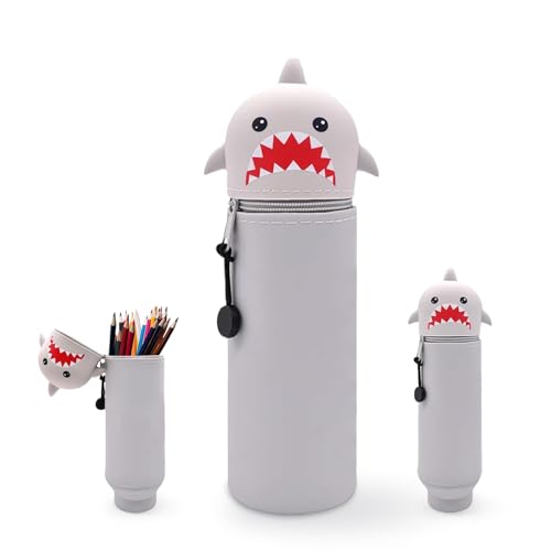 FULHANY Silikon FedermäPpchen - 2 In 1 Haistifte MäPpchen - Haie Stitch FedermäPpchen - FüR Schulkinder Und Jugendliche, Aufbewahrung Von Schreibwaren (Grau) von FULHANY