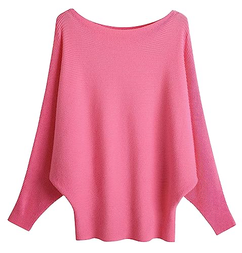 FULIER Boot-Ausschnitt Batwing Ärmel Dolman Lose gestrickte Pullover und Pullis Pullover Tops für Frauen von FULIER