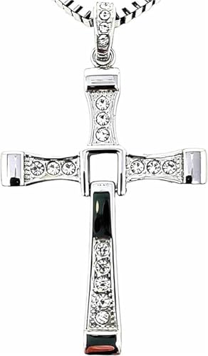 FULISONG Silber Fast And Furious Dominic Toretto Vin Diesel Kreuz Halskette Schmuck(70CM(28INS),22G(FOR BOYS)) von FULISONG