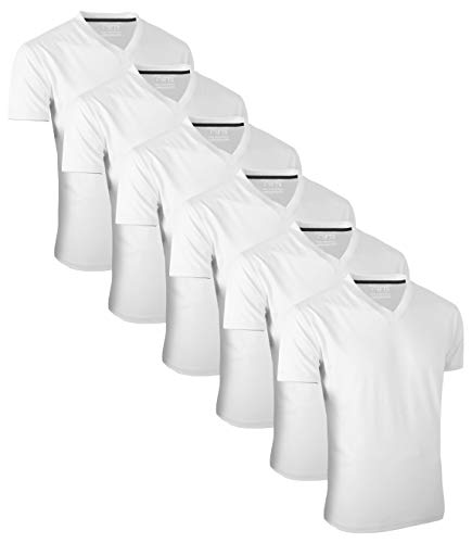 FULL TIME SPORTS® Tech 6 Pack FTS-639 mit V-Ausschnitt T-Shirts (Small, Weiß) von FULL TIME SPORTS