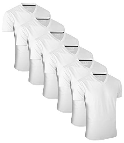 FULL TIME SPORTS® Tech 6 Pack FTS-639 mit V-Ausschnitt T-Shirts (XX-Large, Weiß) von FULL TIME SPORTS