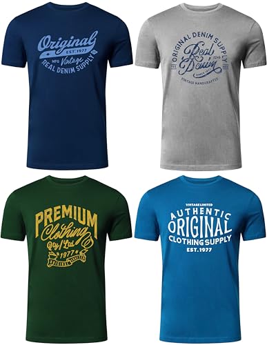 FULL TIME SPORTS Herren T-Shirts 4er Set – 100% Baumwolle, Bedruckt, PRINT-002PRINT-002-PACK-2-XL von FULL TIME SPORTS