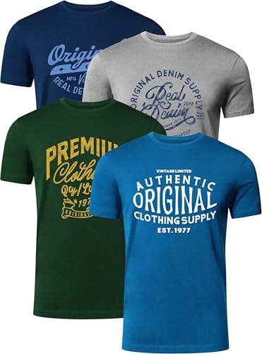 FULL TIME SPORTS Herren T-Shirts 4er Set – 100% Baumwolle, Bedruckt, PRINT-002-PACK-2-XXXL von FULL TIME SPORTS