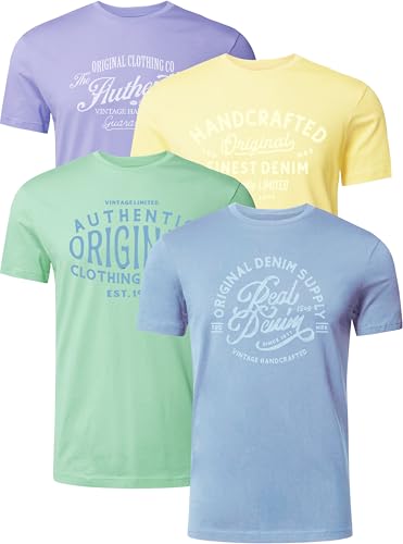 FULL TIME SPORTS Herren T-Shirts 4er Set – 100% Baumwolle, Bedruckt, PRINT-002-PACK-4-XL von FULL TIME SPORTS