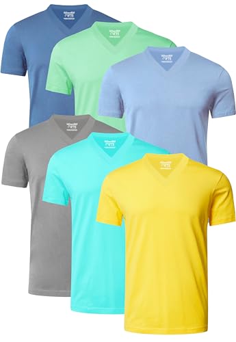 FULL TIME SPORTS Herren Tshirt V-Schnitt 6 Pack Sortiert T-Shirts FTS-639-SUMMER-2-XXXL von FULL TIME SPORTS