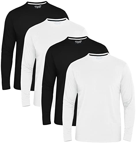 FULL TIME SPORTS Langarm T Shirt Herren Long Sleeve Tshirt 4Er T-Shirt FTS-640-BLK-WH-L von FULL TIME SPORTS