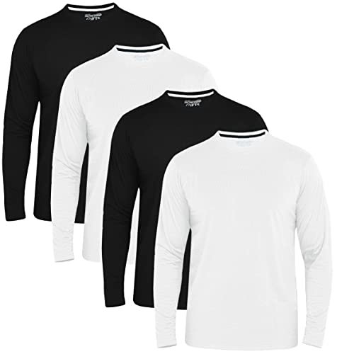 FULL TIME SPORTS Langarm T Shirt Herren Long Sleeve Tshirt 4Er T-Shirt FTS-640-BLK-WH-S von FULL TIME SPORTS