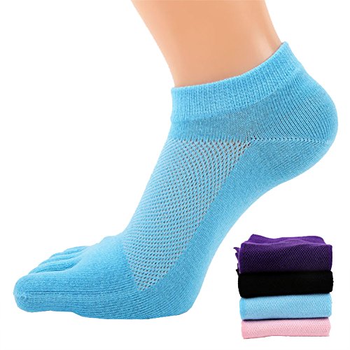 4 Paar Frauen Mesh Lauf- oder Sportsocken, 5-Zehen-Socken Damen Sneaker Socken von FULLANT